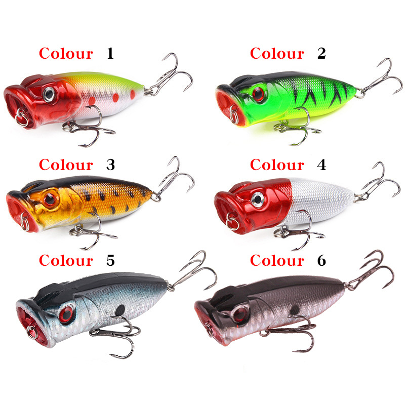 6Pcs Topwater Popper Lures 3D  - Fishing Lure Popper review and price